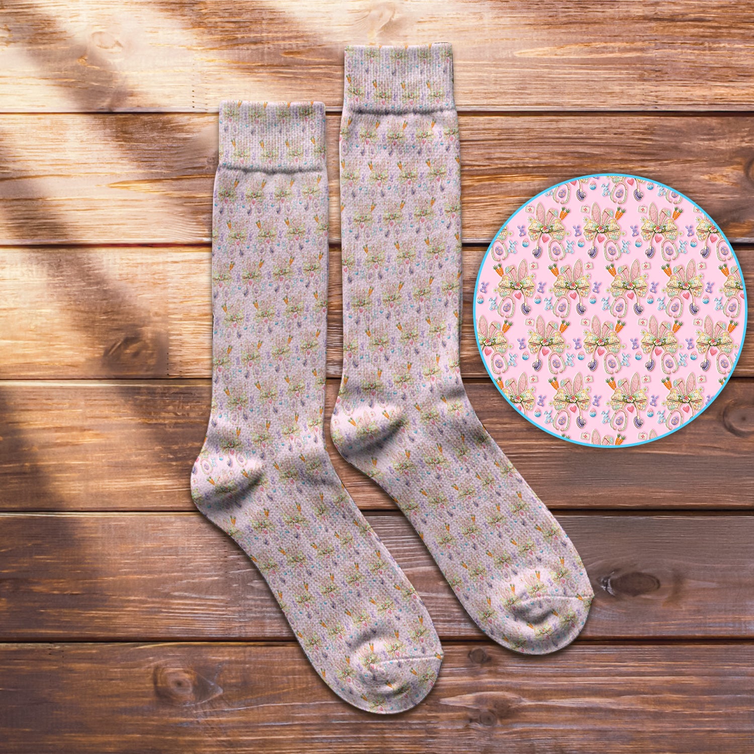 Easter Bunny Stethoscope Pastel Print Socks, Breathable Fabrics Medical Uniform