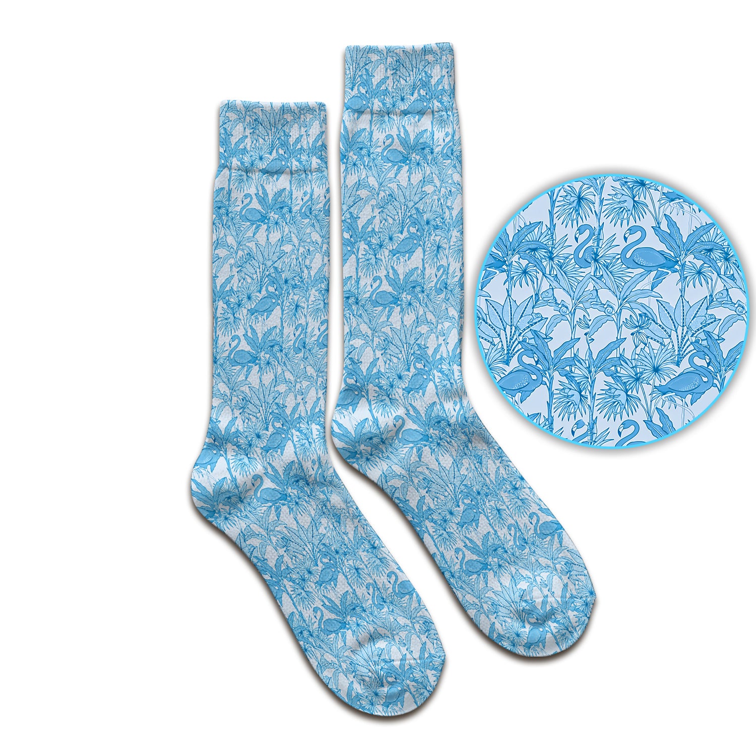 Tropical Flamingo Palm Leaves Pattern Socks, Breathable Fabrics Medical Uniform