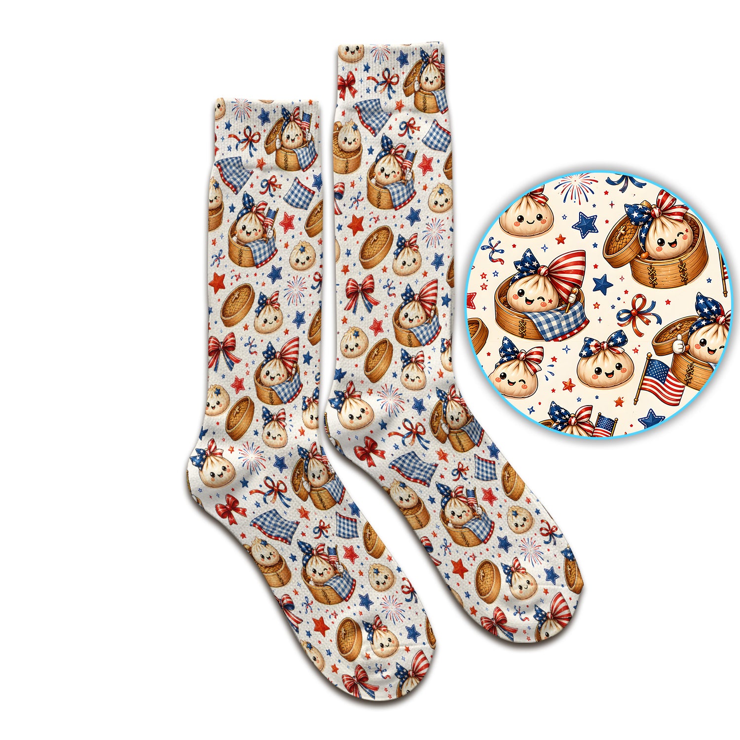 Patriotic Dumpling Nurse Pattern Socks, Adult Socks for Men and Women