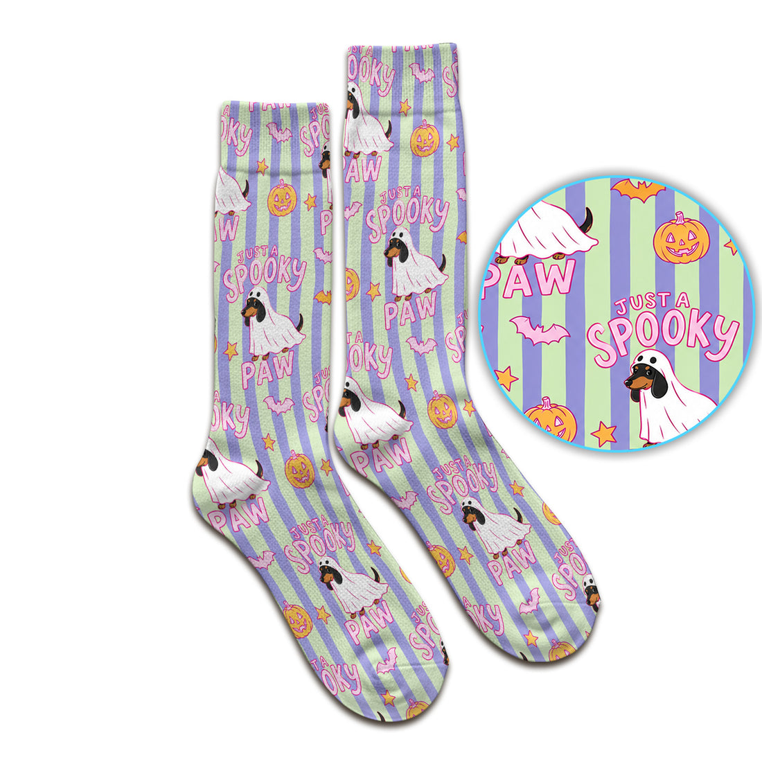 Just A Spooky Dachshund Paw Print Socks, Adult Socks for Men and Women