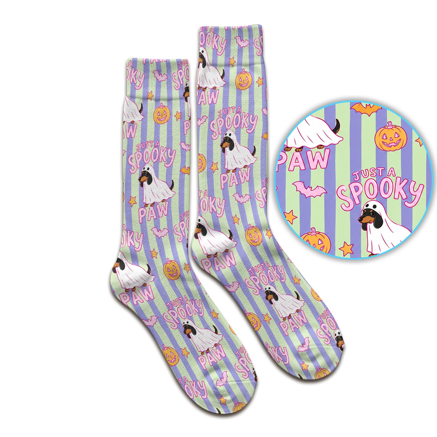 Just A Spooky Dachshund Paw Print Socks, Adult Socks for Men and Women
