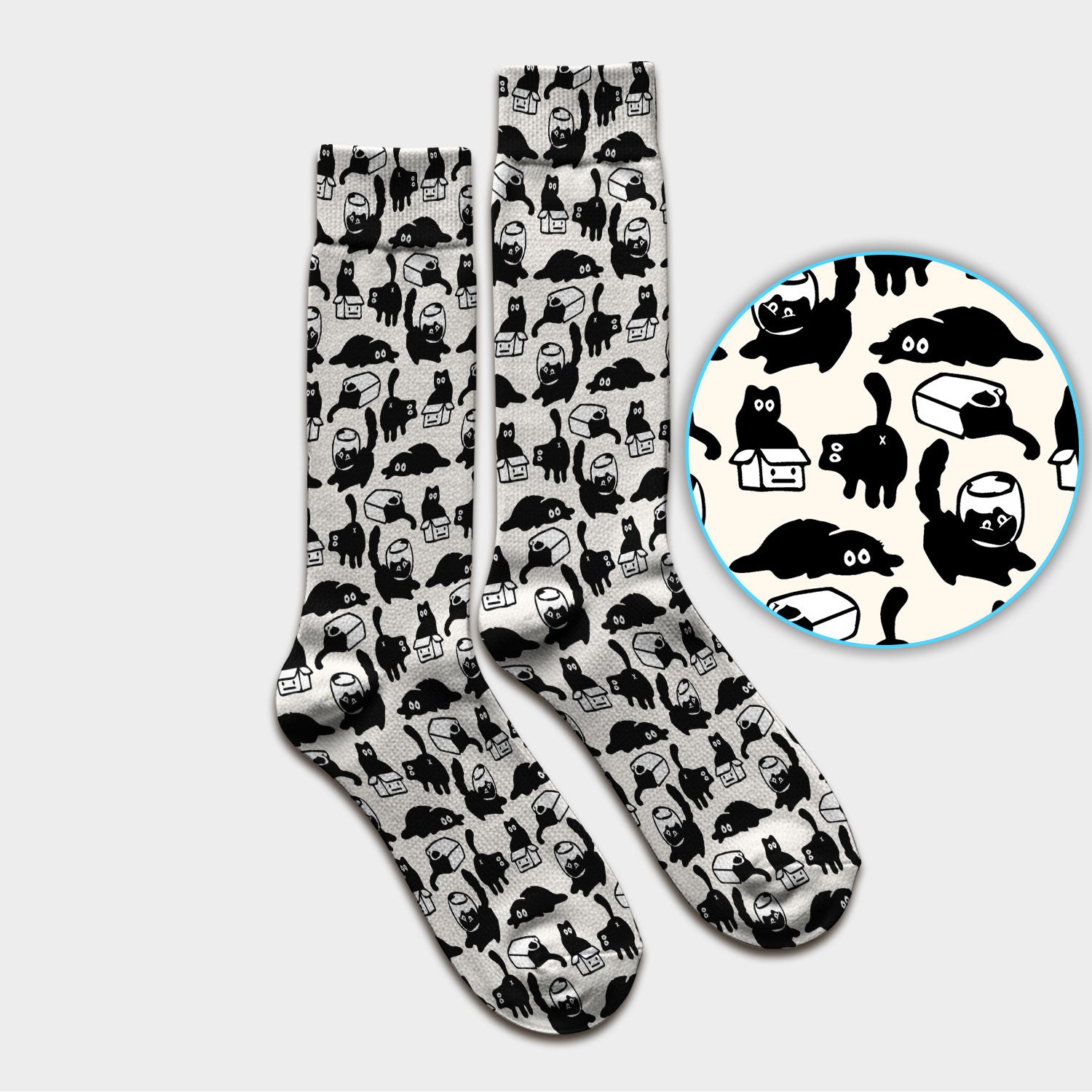 Dark Playful Cat Cartoon Pattern Medical Socks, Socks for Nurse Doctor