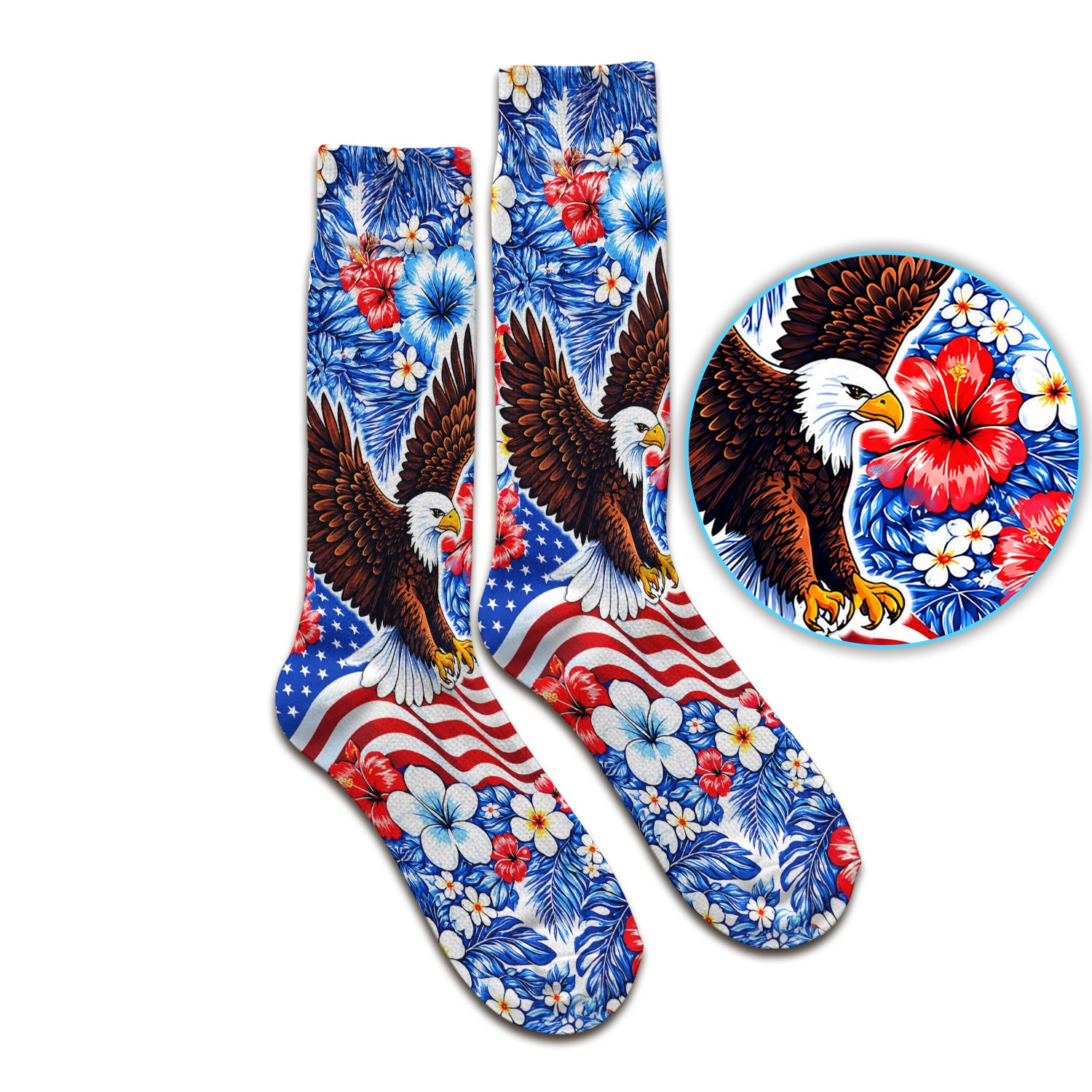 Patriotic Eagle Floral Pattern, America 250 Medical Socks, Adult Socks for Men and Women