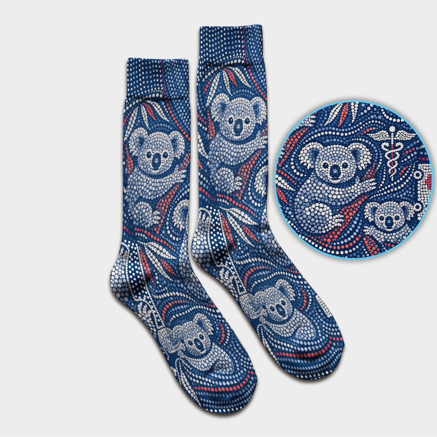 Koala Dot Art Medical Pattern Socks, Socks for Nurse Doctor