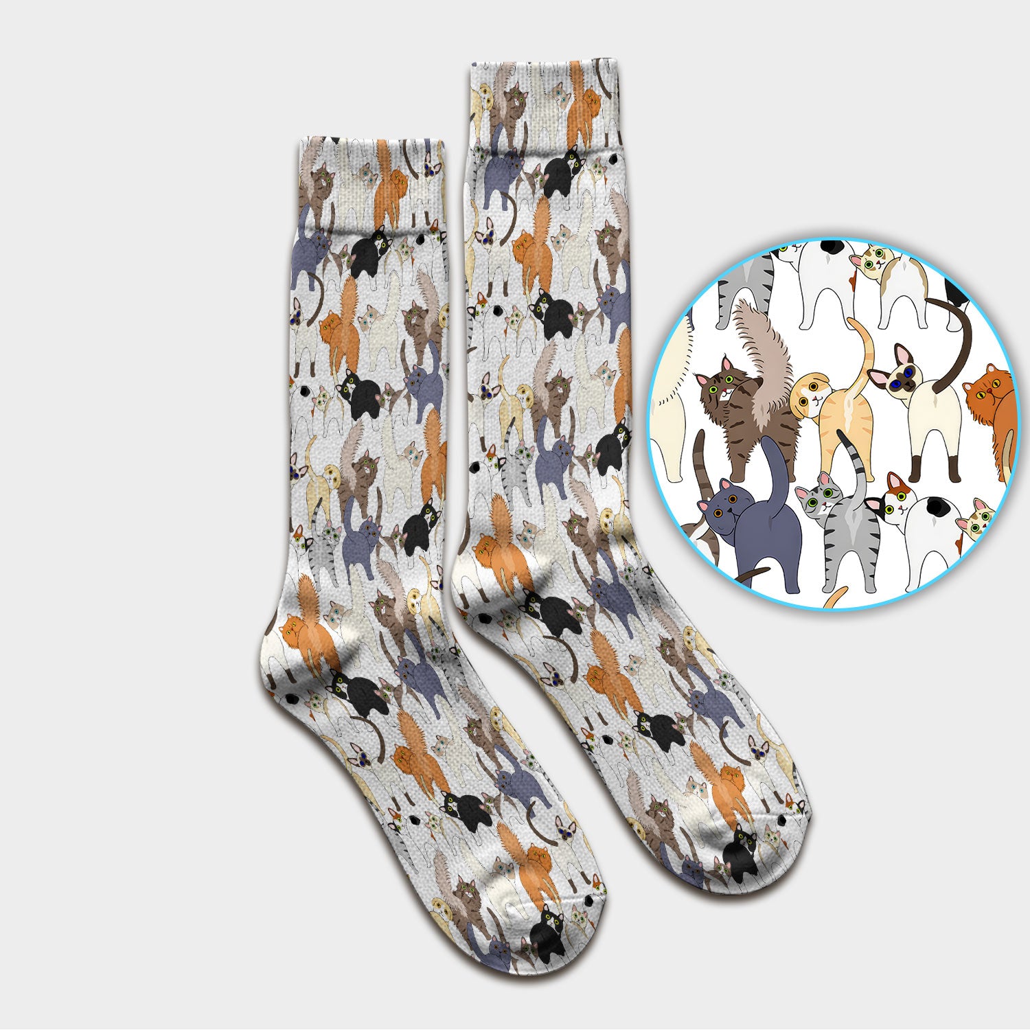 Whimsical Multicolor Cat Cartoon Pattern Medical Socks, Socks for Nurse Doctor