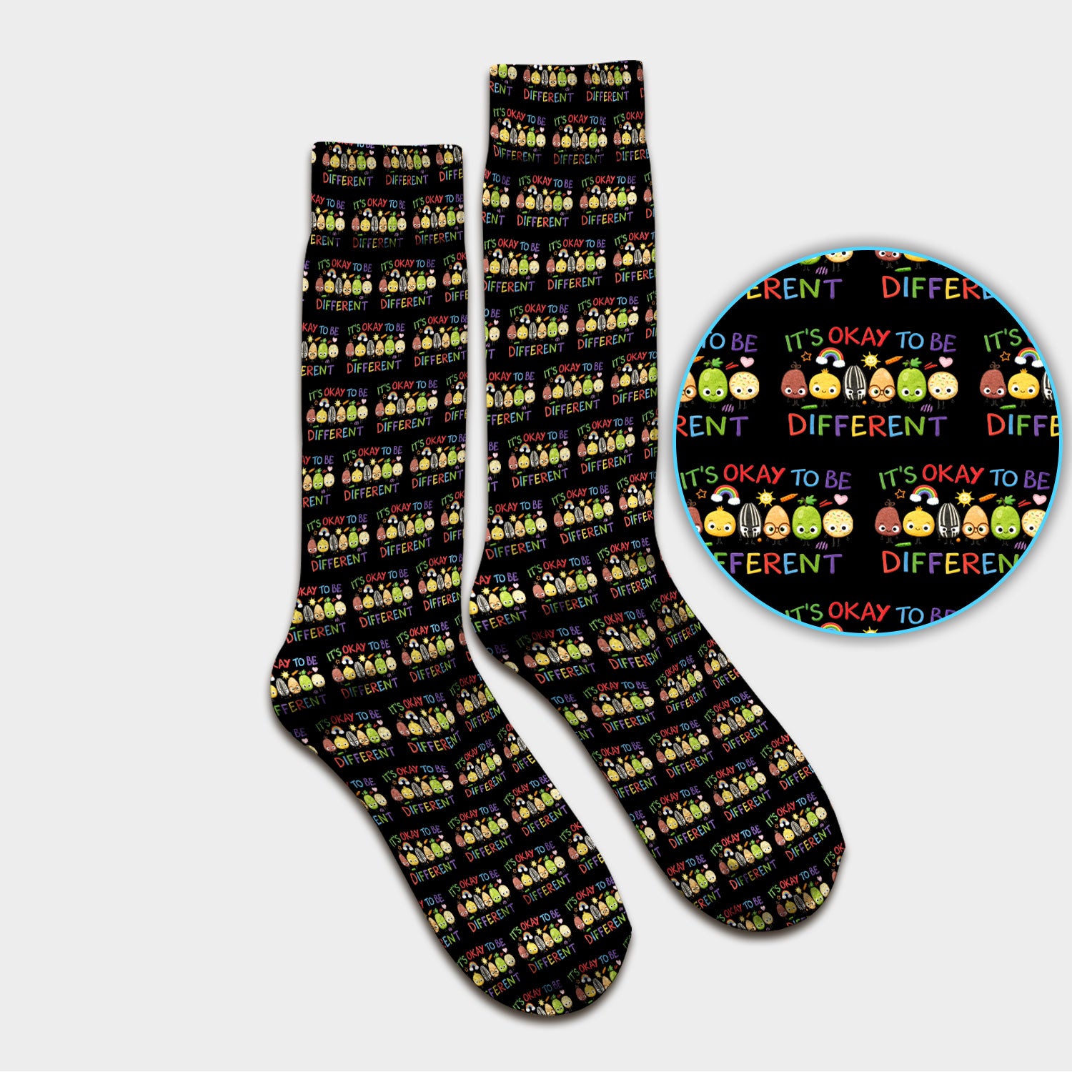 Autism Awareness Nurse Scrub Socks, It’s Okay To Be Different Pattern Nurses Sock, Comfortable Uniform Scrubs For Nursing