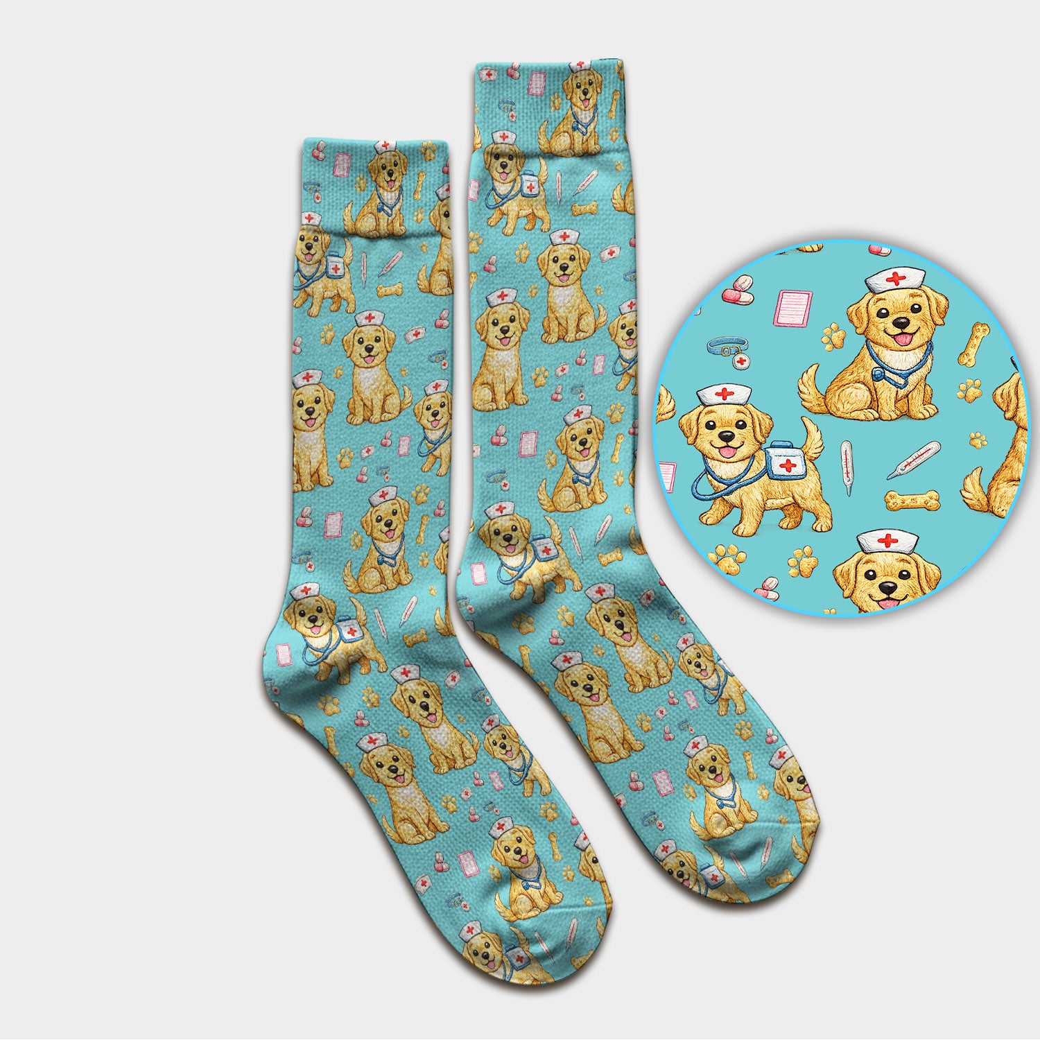 Cute Puppy Nurse Medical Print Medical Socks, Socks for Nurse Doctor