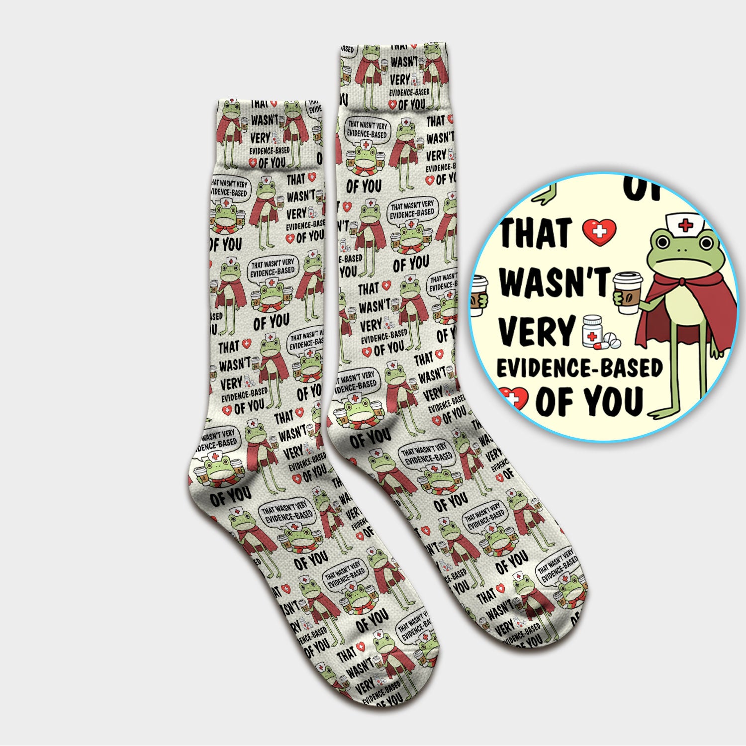 Funny Frog Nurse Quote Medical Pattern, Socks for Nurse Doctor