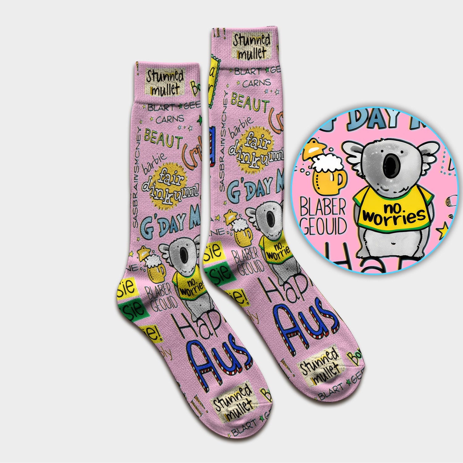Cute Cartoon Koala Australia Pattern Medical Socks, Adult Socks for Men and Women