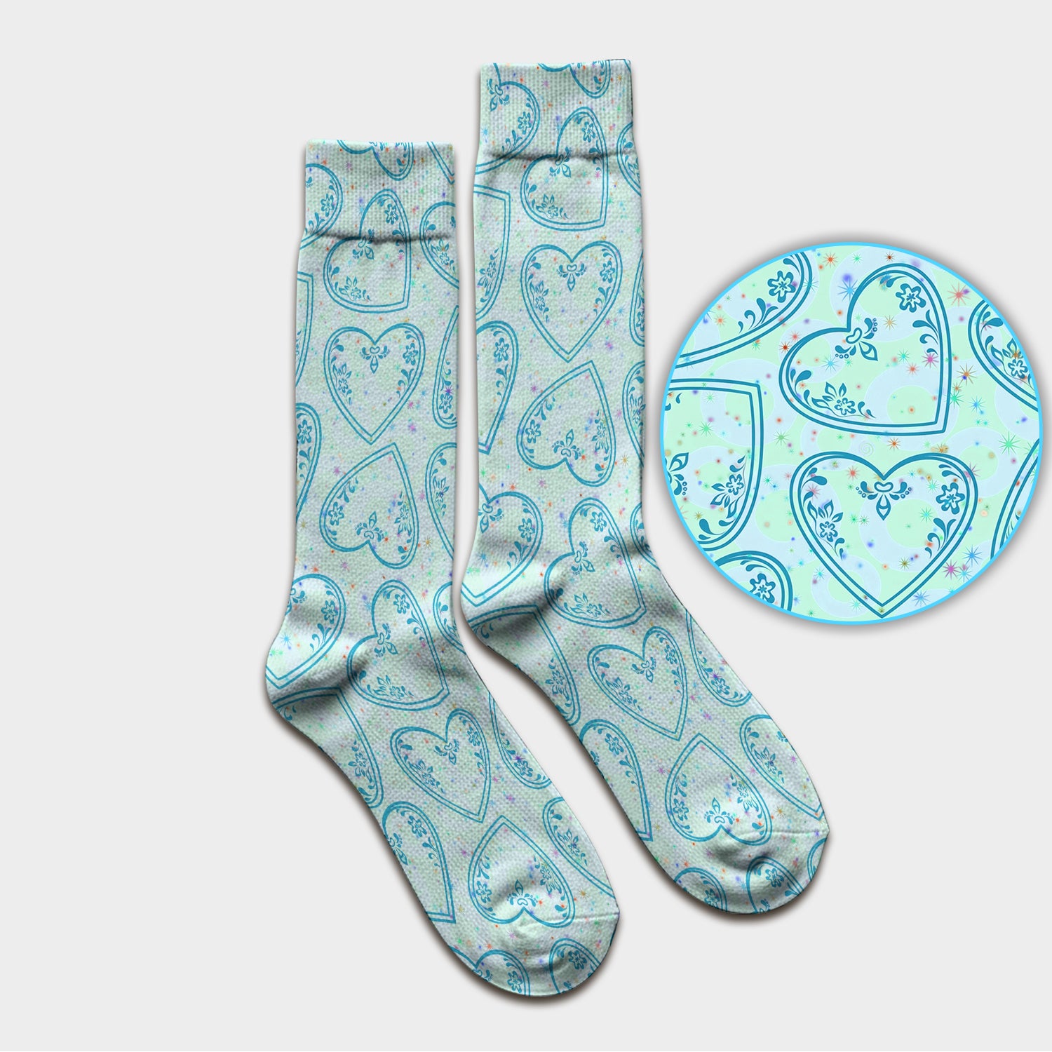 Valentine Heart Scrub Socks For Women, Hearts Pattern Nurse Sock, Comfortable Scrubs For Nursing