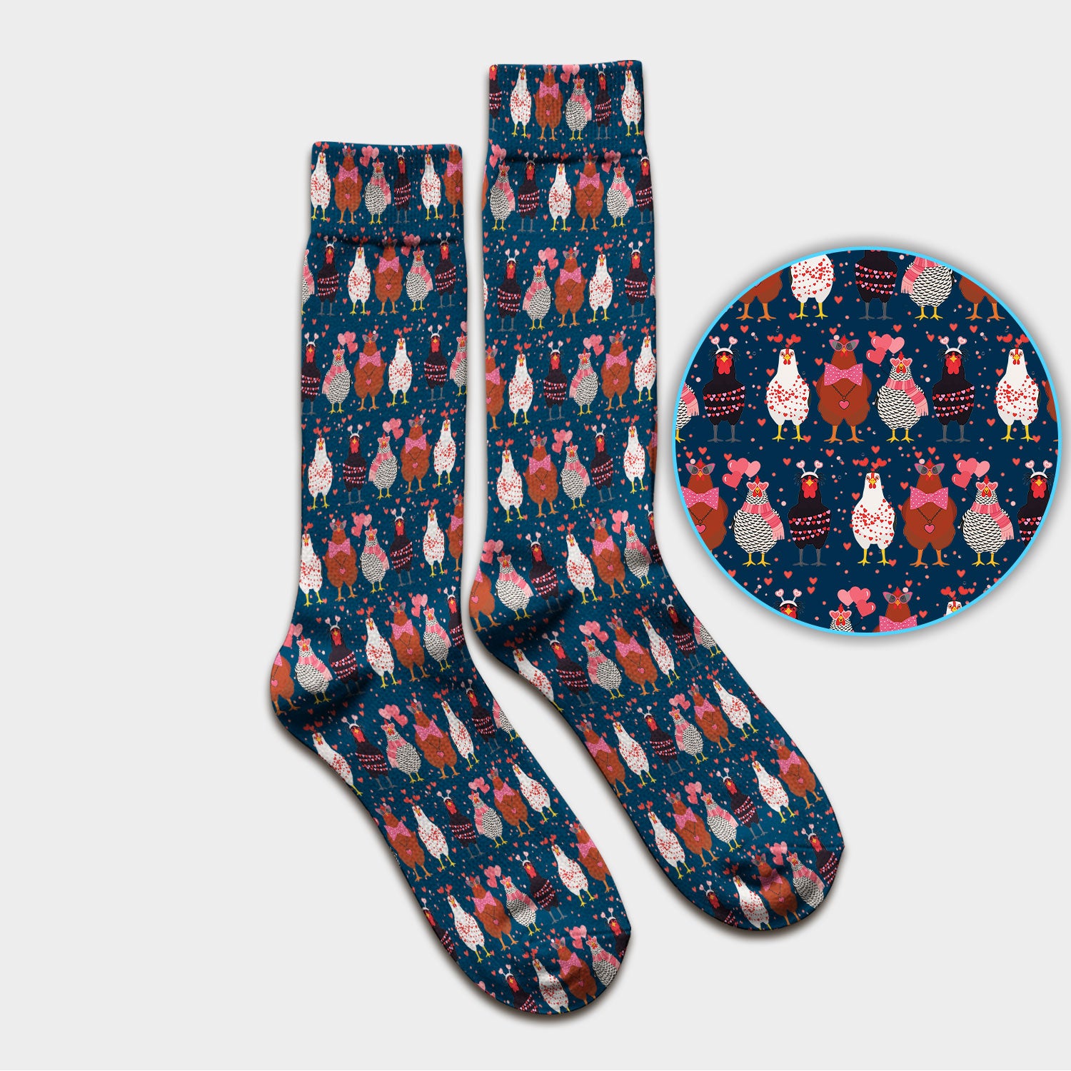 Funny Chicken Valentine Scrub Socks, Chicken Pattern Scrub Sock For Nursing, Valentine Gift For Nurse