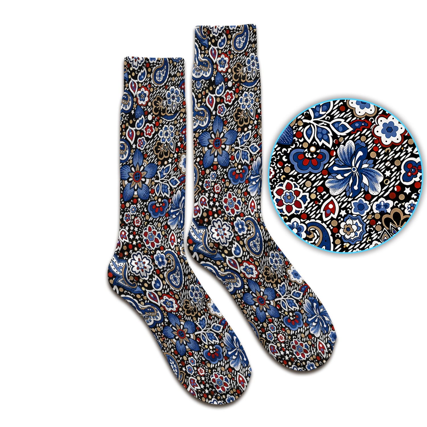 Classic Paisley Floral Pattern Socks, Adult Socks for Men and Women