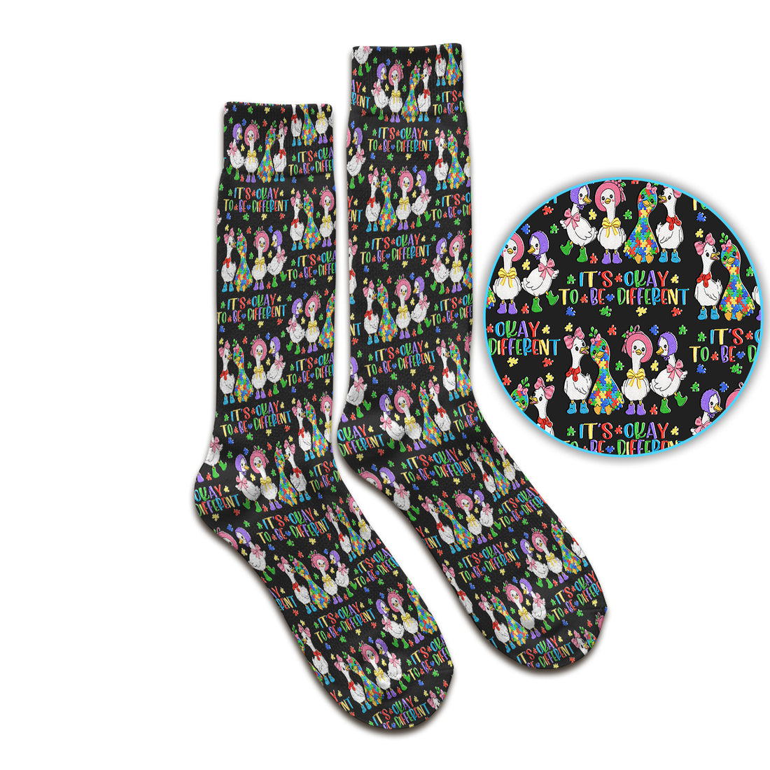 It’s Okay To Be Different Duck Pattern Socks, Adult Socks for Men and Women