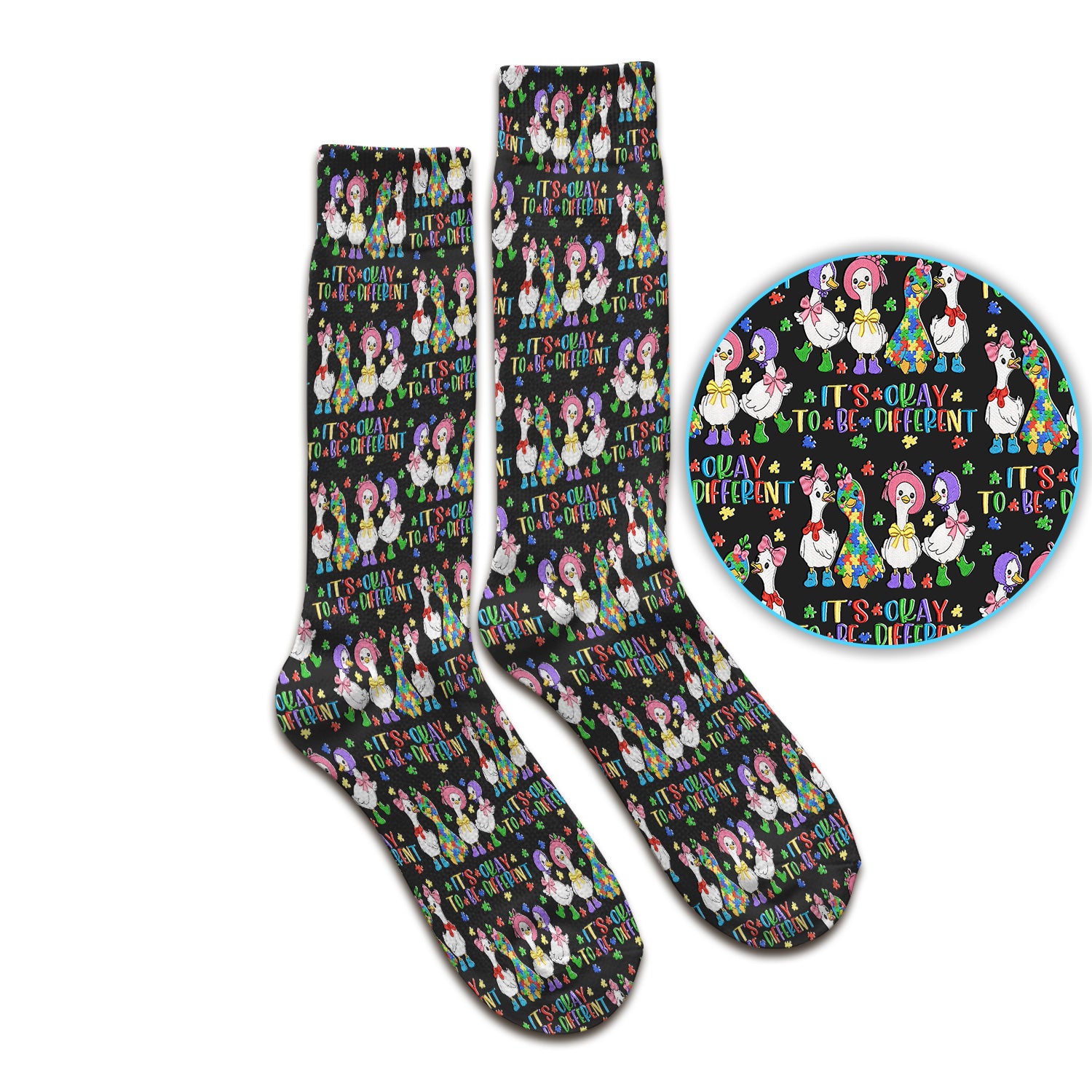 It’s Okay To Be Different Duck Pattern Socks, Adult Socks for Men and Women