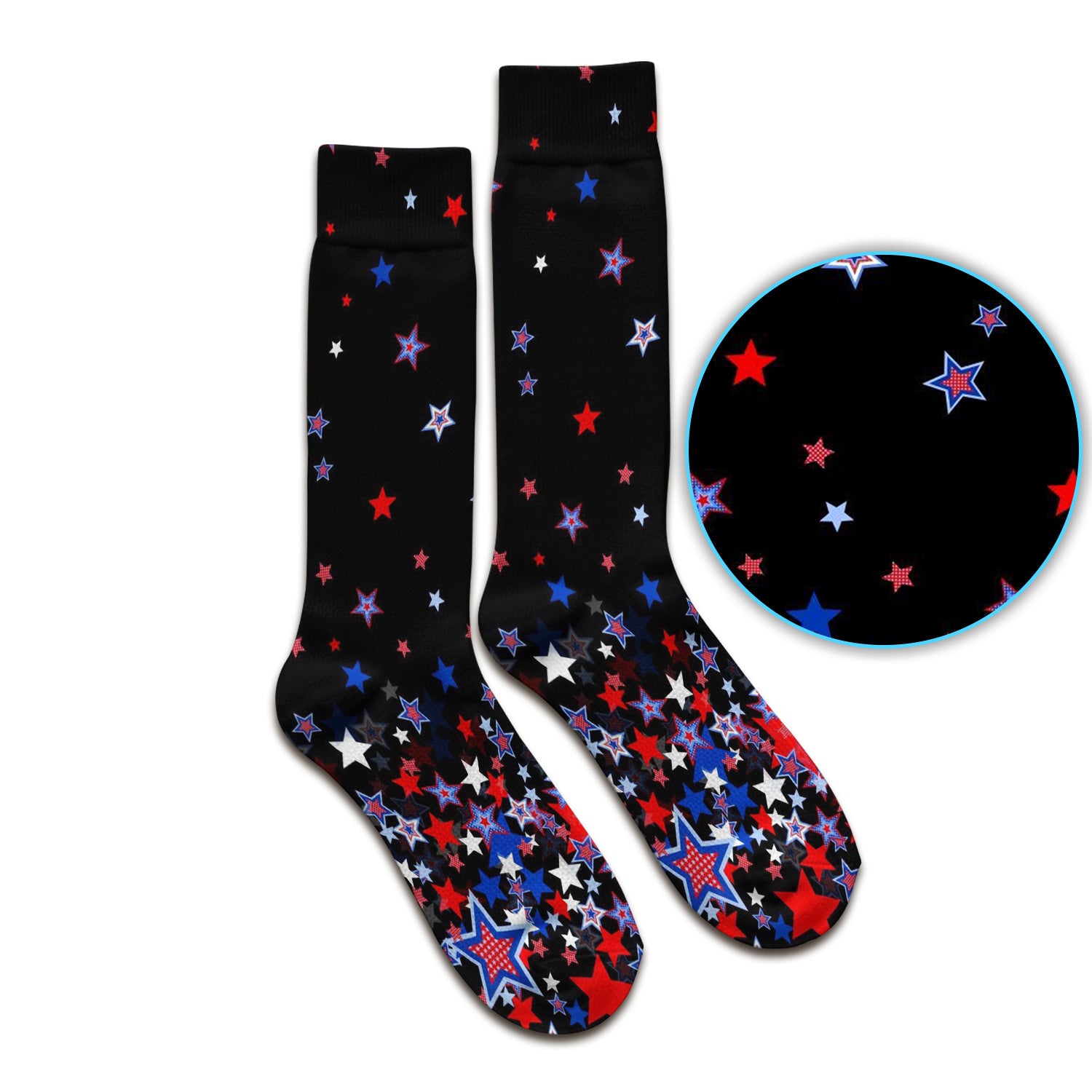 Festive Patriotic Ribbon Bow Star Pattern Socks, Adult Socks for Men and Women