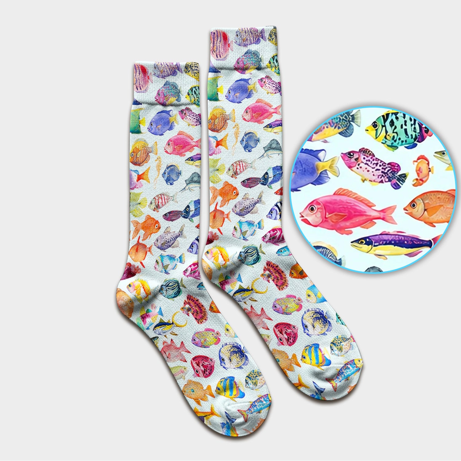 Colorful Tropical Fish Print Socks, Adult Socks for Men and Women