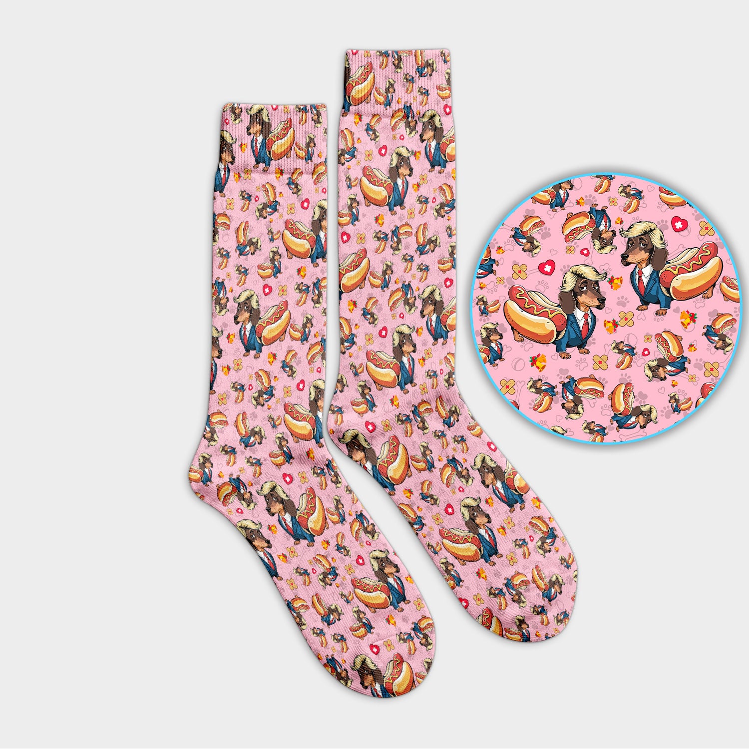 Dachshund Hot Dog Socks for Nurse Doctor - Funny Sausage Dog Adult Socks for Men and Women