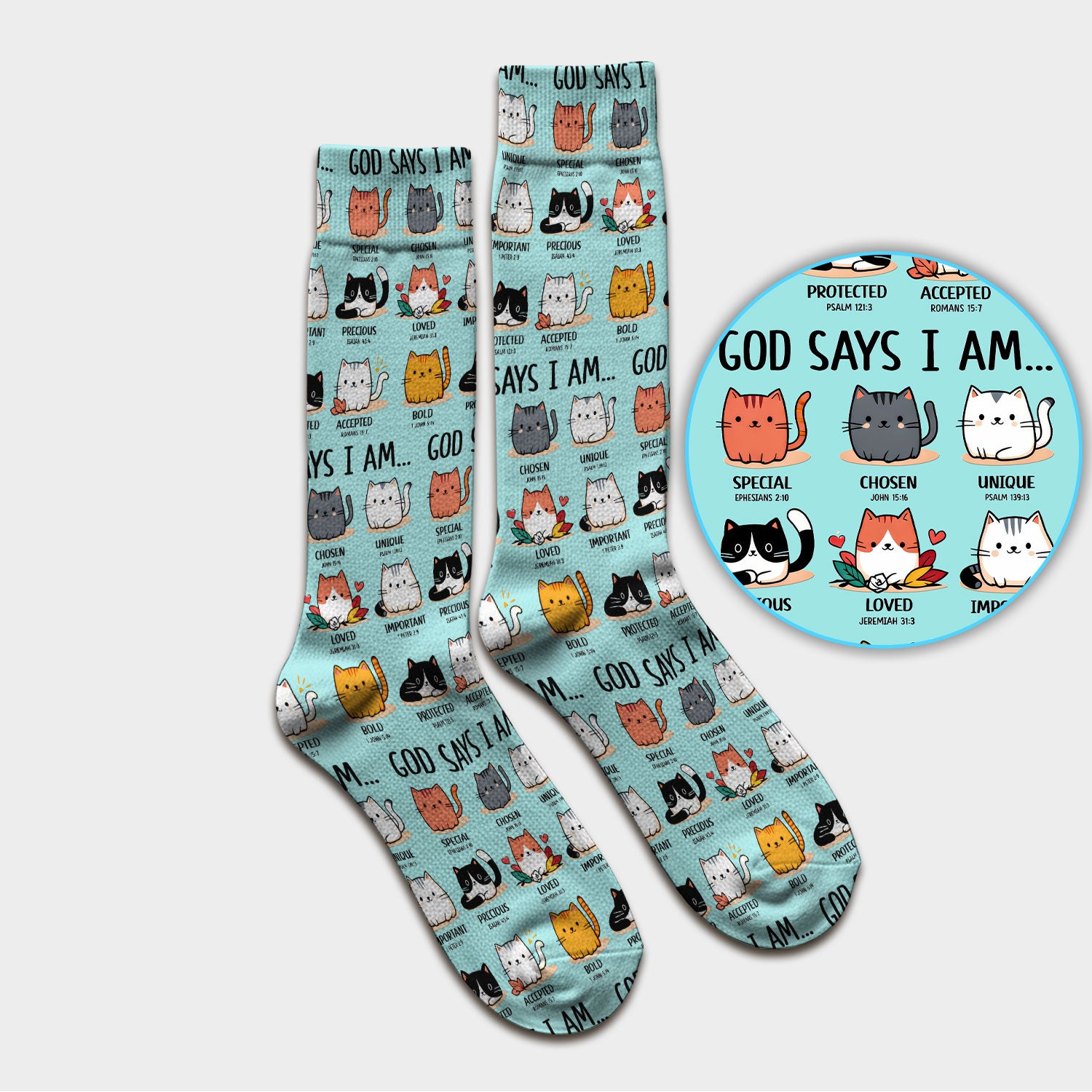 Cute Christian Cat God Says I Am Medical Socks, Breathable Fabrics Medical Uniform