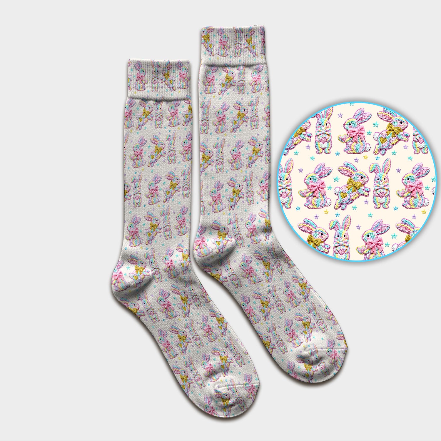 Cartoon Bunny All Over Print Medical Socks, Adult Socks for Men and Women