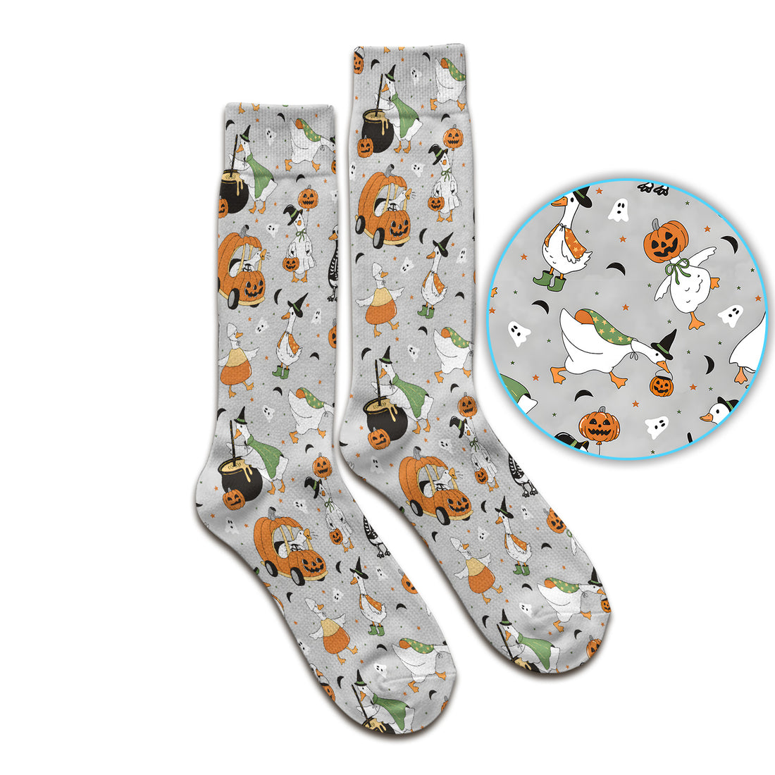 Goose with Pumpkin Checkered Print Socks, Adult Socks for Men and Women