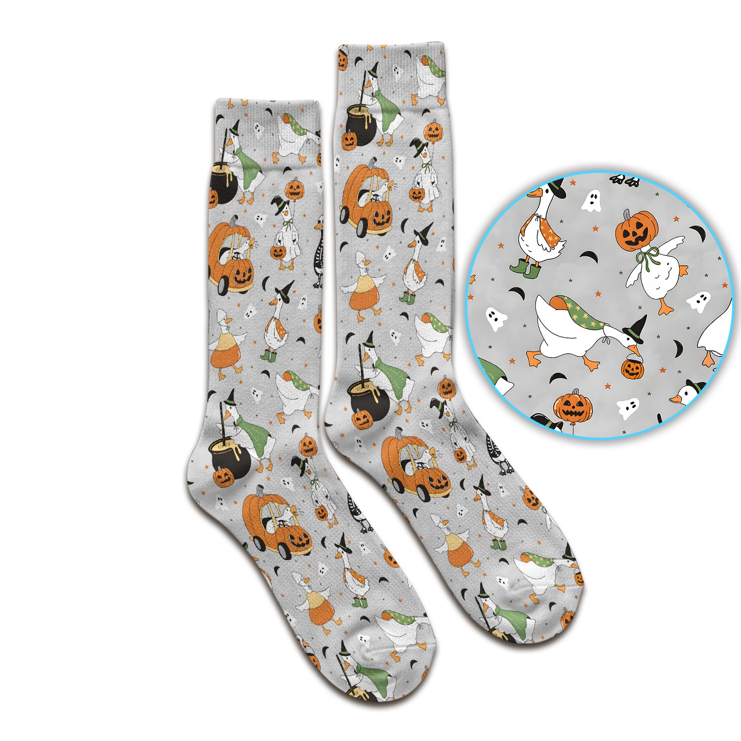 Goose with Pumpkin Checkered Print Socks, Adult Socks for Men and Women