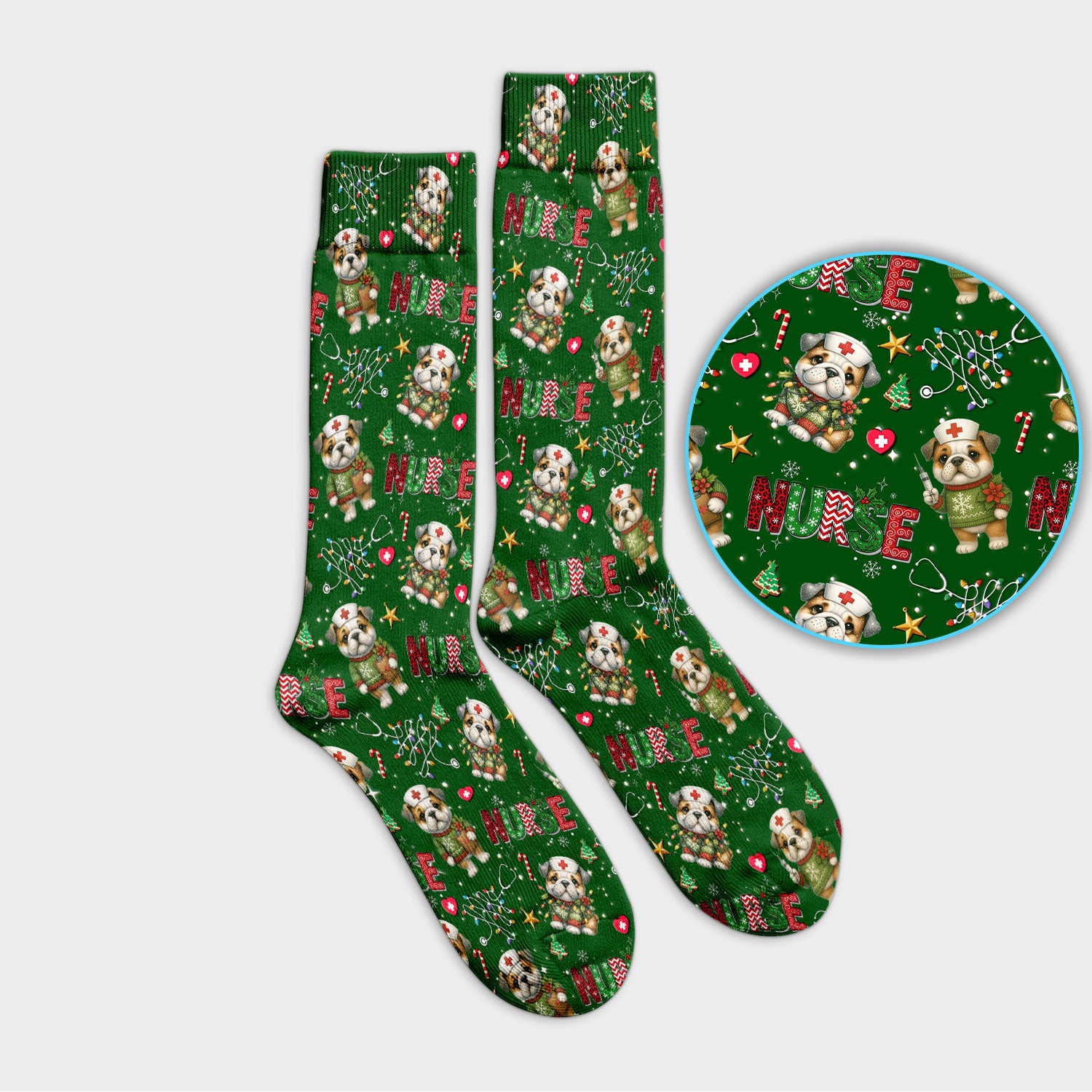 Bulldog Socks for Nurse Doctor - Adult Socks for Men and Women - Breathable Fabrics Medical Uniform