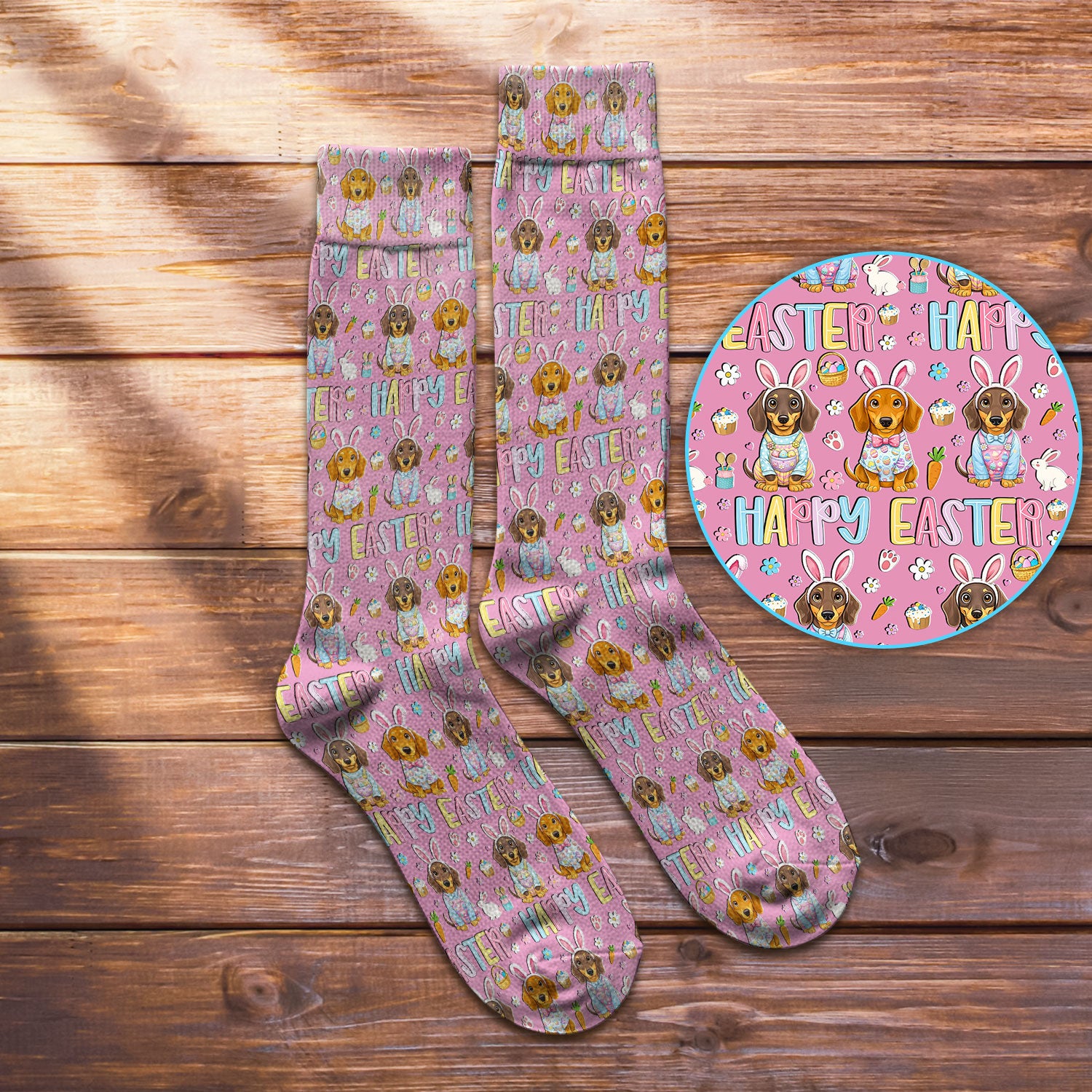 Happy Easter Dachshund Puppy Nurse Socks, Adult Socks for Men and Women