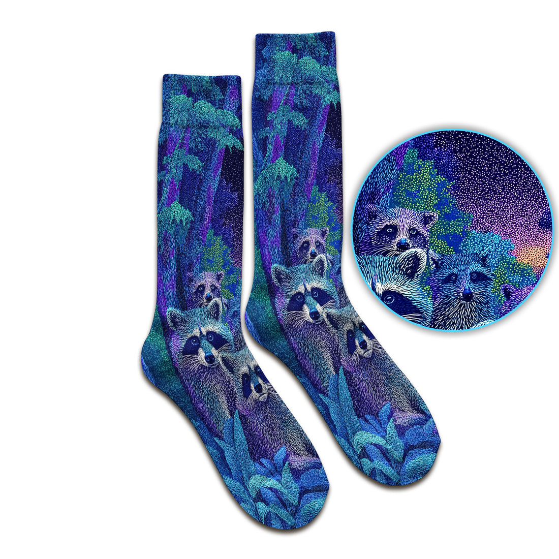 Moonlit Raccoon Pattern Socks, Adult Socks for Men and Women