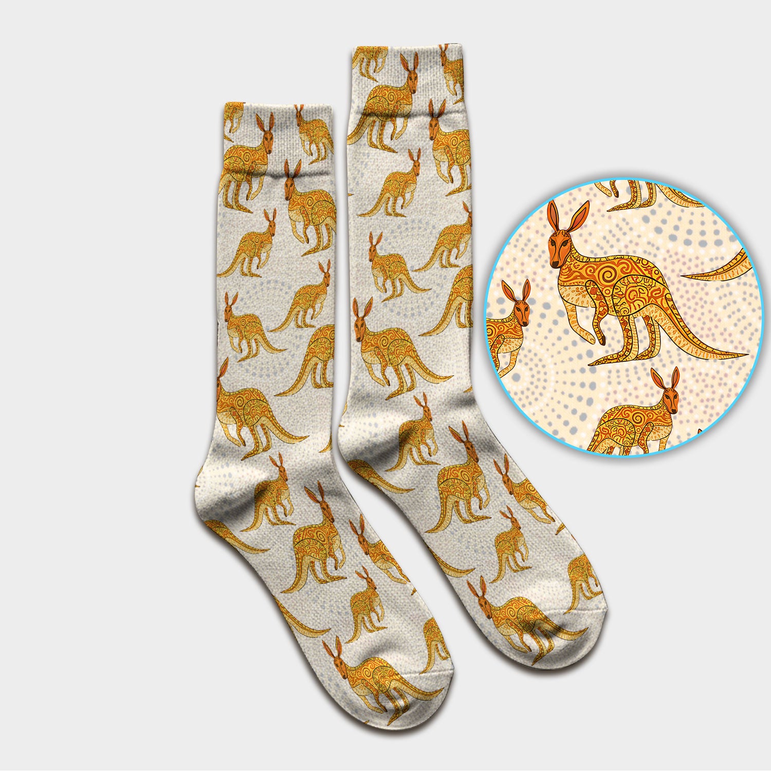 Australian Kangaroo Dot Art Inspired Nurse Socks - Adult Socks for Women and Men