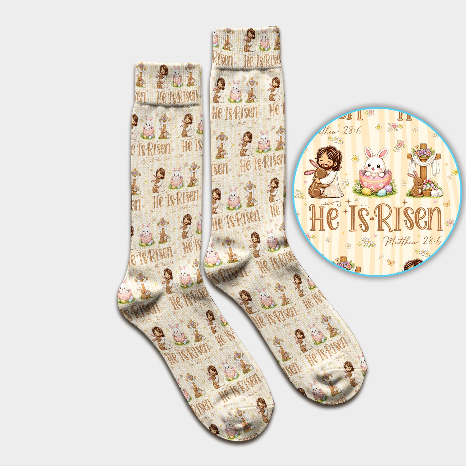He Is Risen Jesus Easter Print Socks, Adult Socks for Men and Women