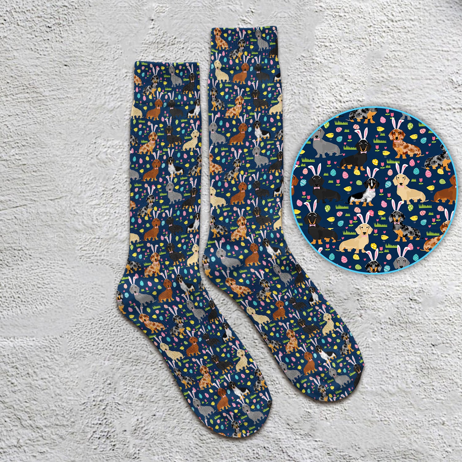 Easter Dachshund Dog Pattern Socks, Socks for Nurse Doctor