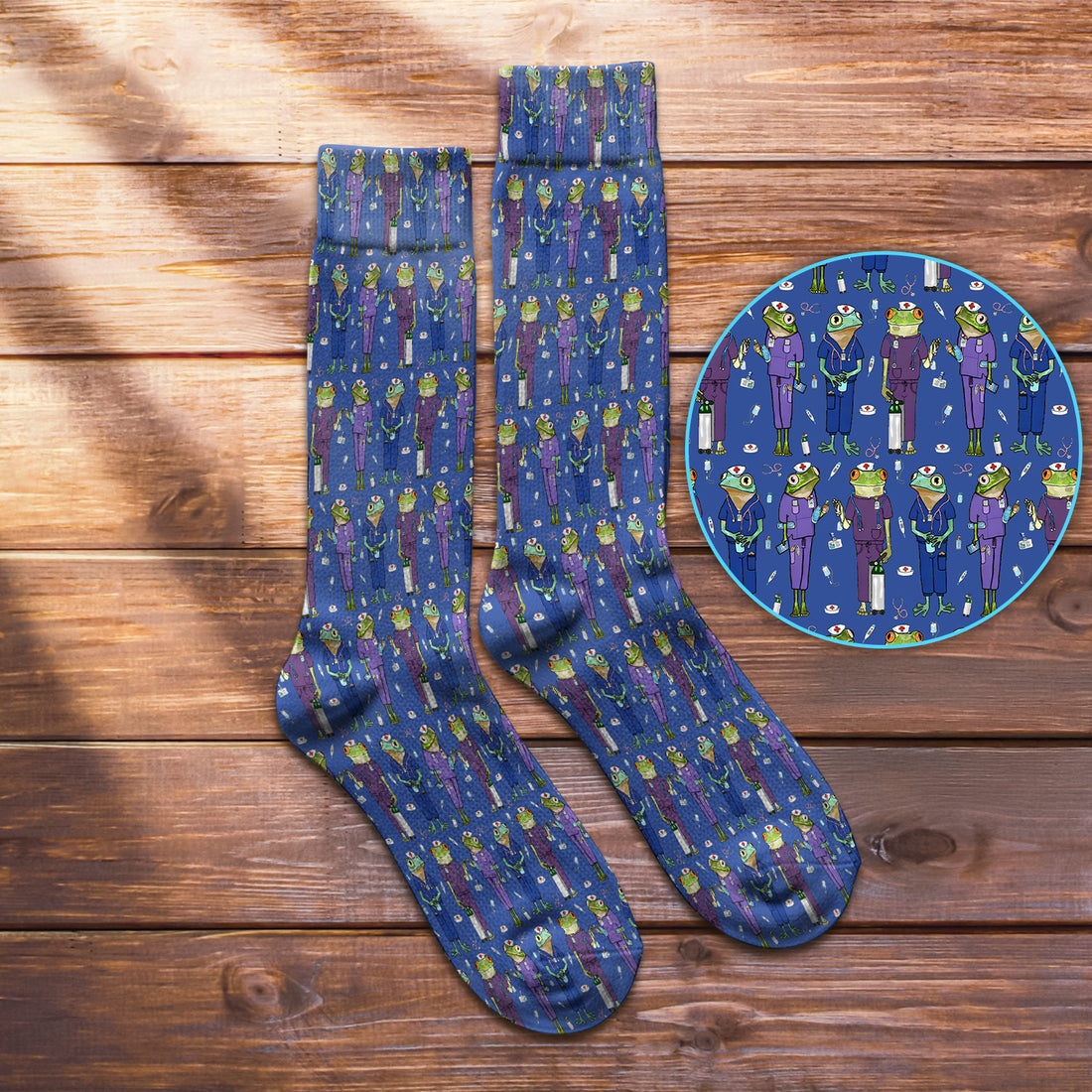 Funny Frog Nurse Pattern Medical Crew Socks for Nurses Gift Idea
