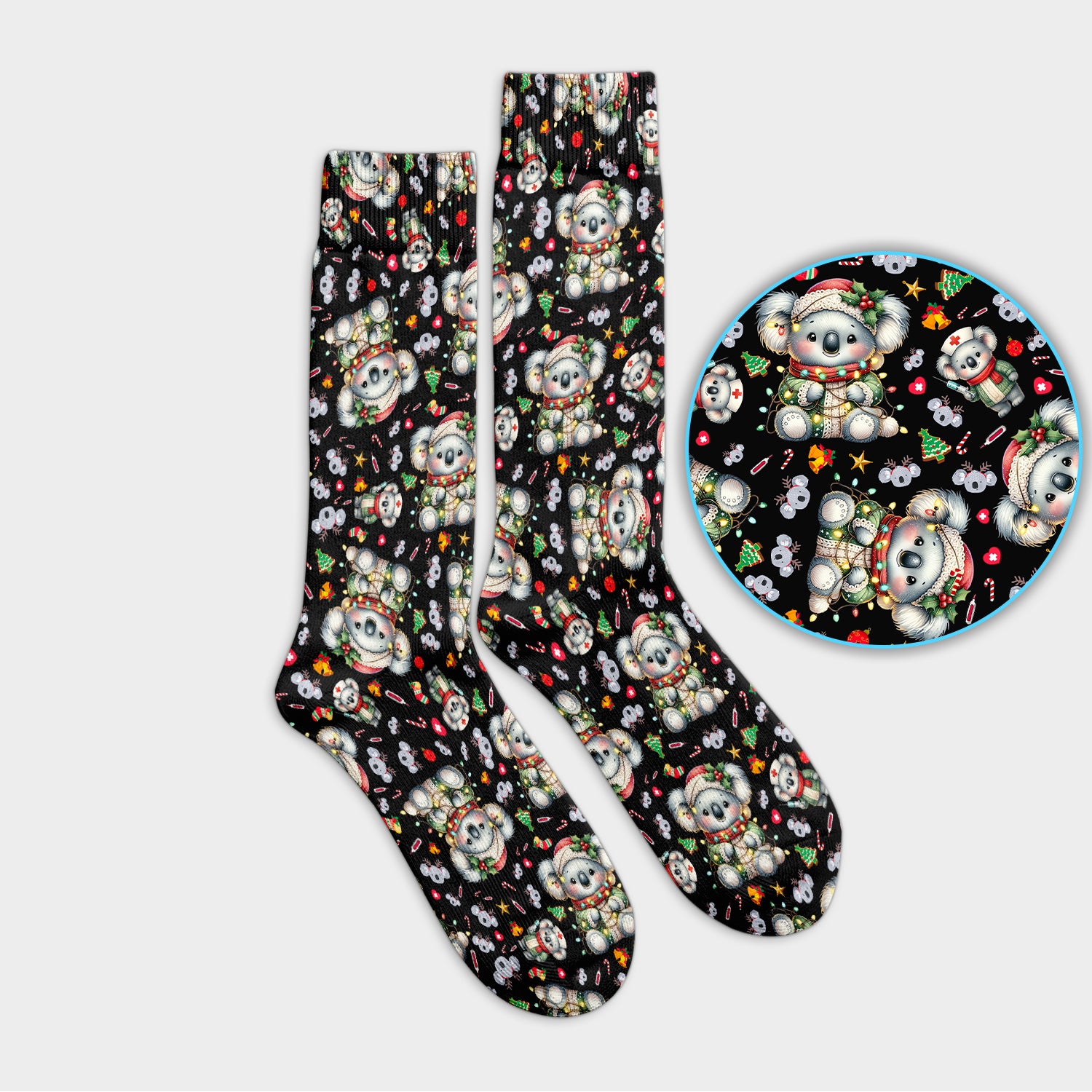 Aussie Koala Socks for Nurse Doctor - Cute Christmas Adult Socks for Men and Women - Breathable Fabrics Medical Uniform