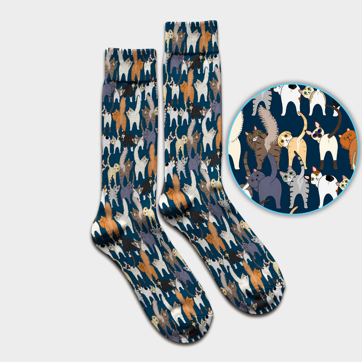 Whimsical Multicolor Cat Cartoon Pattern Medical Socks, Socks for Nurse Doctor