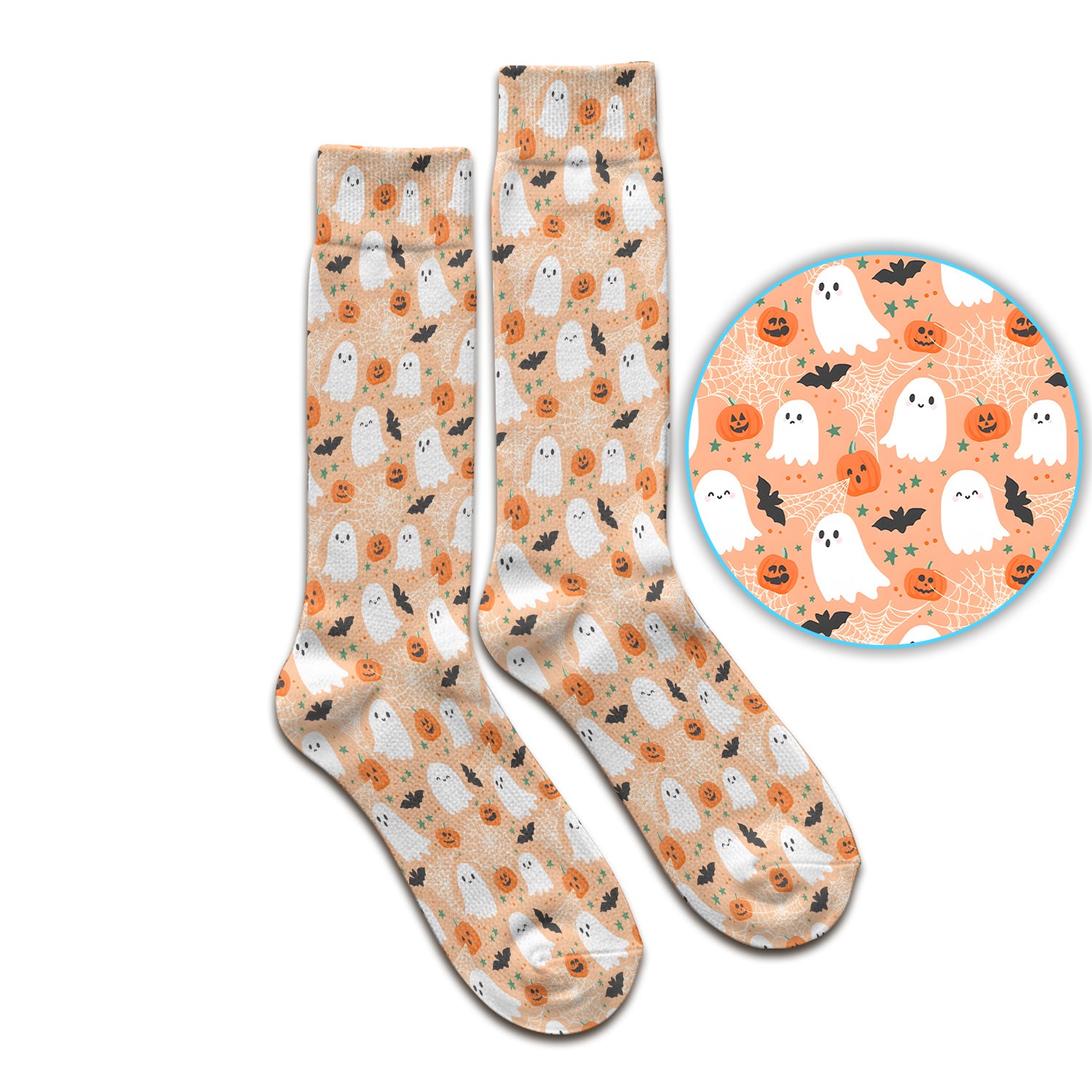 Cute Halloween Ghost And Pumpkin Socks, Adult Socks for Men and Women