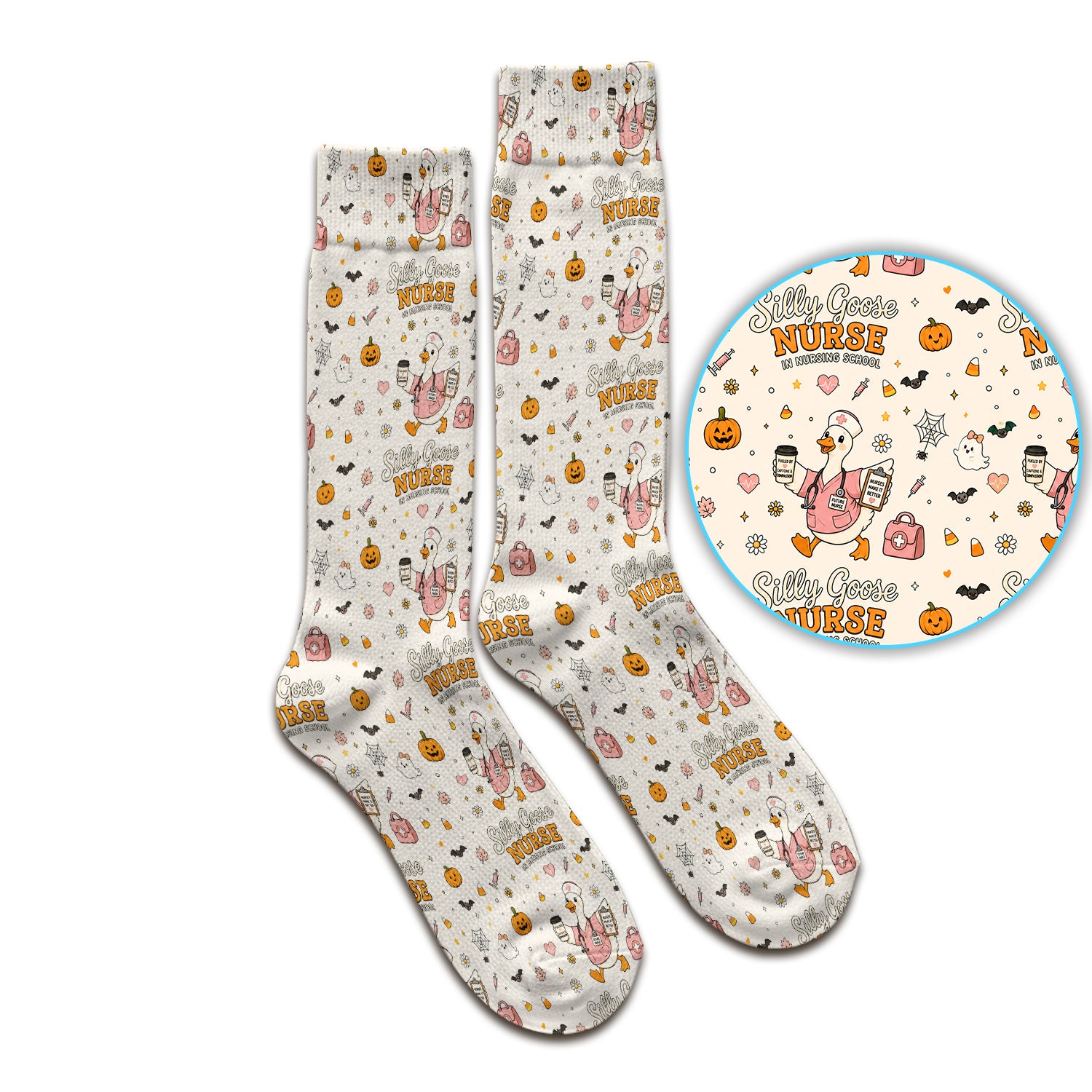 Funny Halloween Silly Goose Pattern Socks, Adult Socks for Men and Women