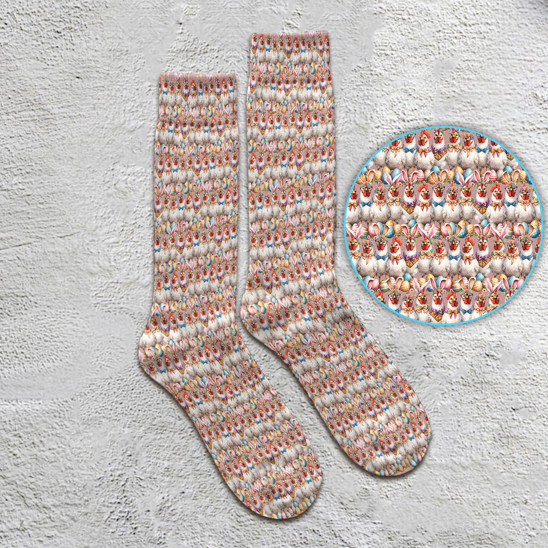 Easter Bunny Chicken Pattern Socks, Socks for Nurse Doctor