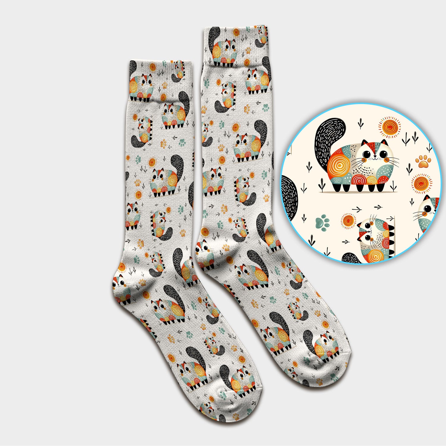 Playful Cat Illustration Medical Socks, Socks for Nurse Doctor