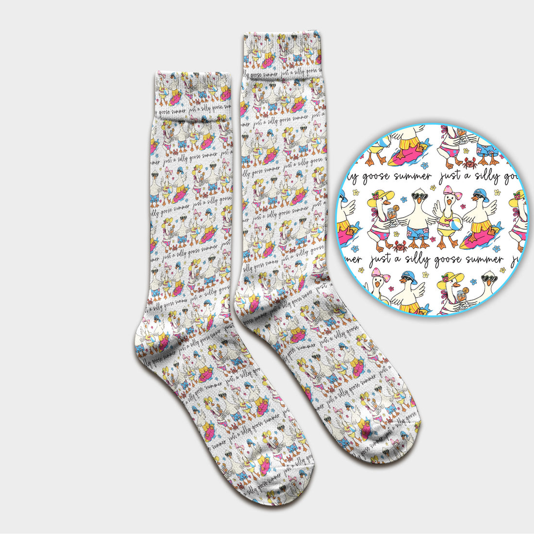 Funny Goose Summer Beach Pattern Socks, Adult Socks for Men and Women