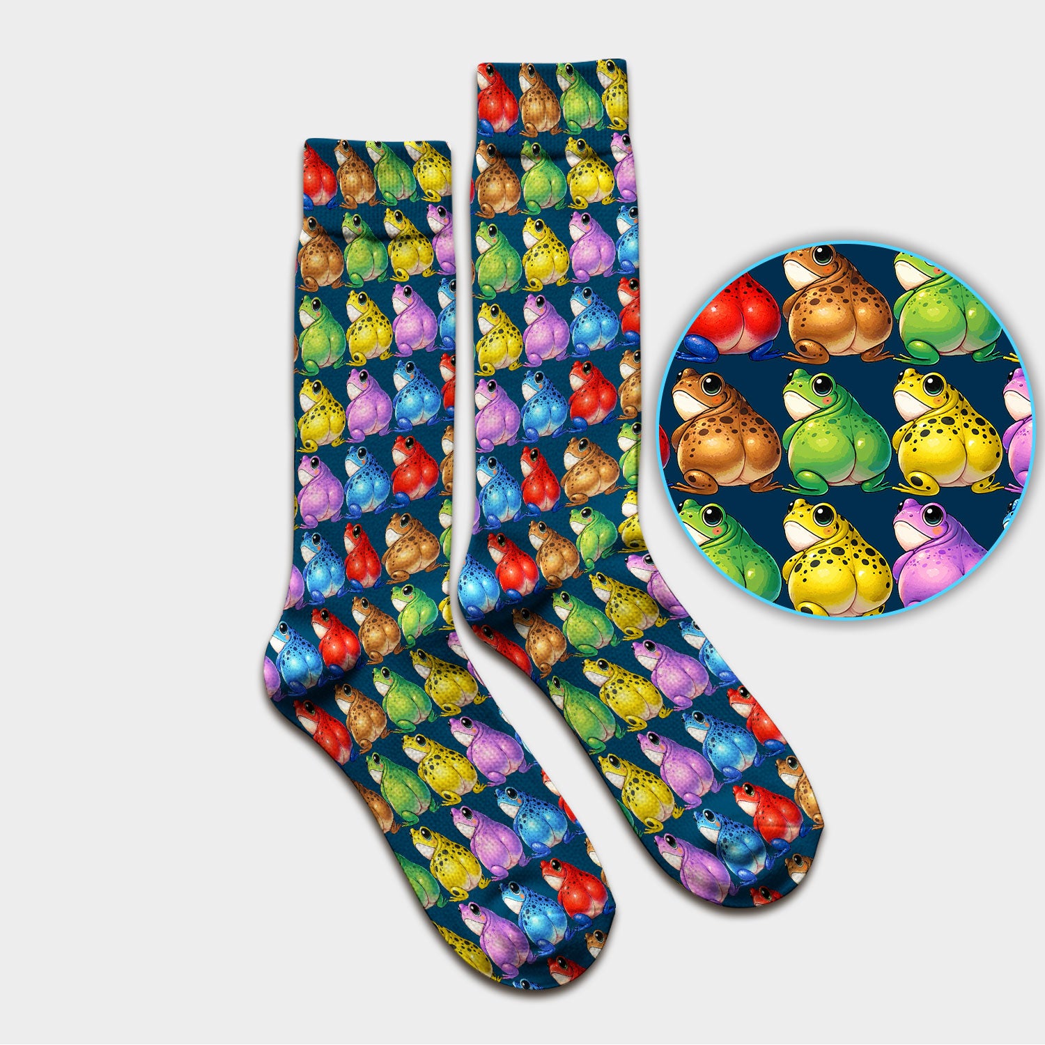 Funny Colorful Frogs Pattern Socks, Adult Socks for Men and Women