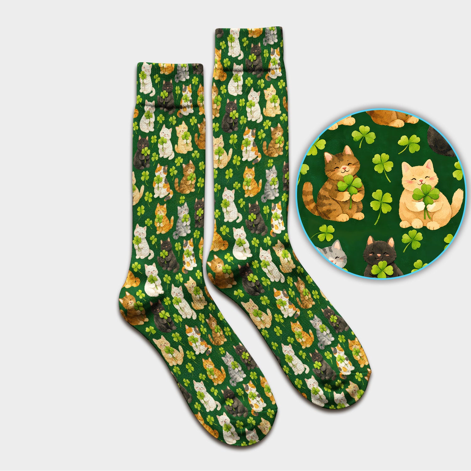 Funny St. Patrick’s Black Cat Nurse Scrub Socks, Comfortable Uniform Scrubs For Nursing