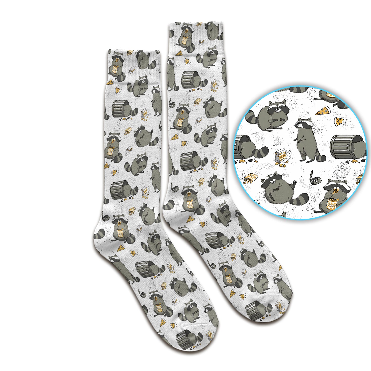 Raccoon Snack And Trash Can Pattern Socks, Breathable Fabrics Medical Uniform