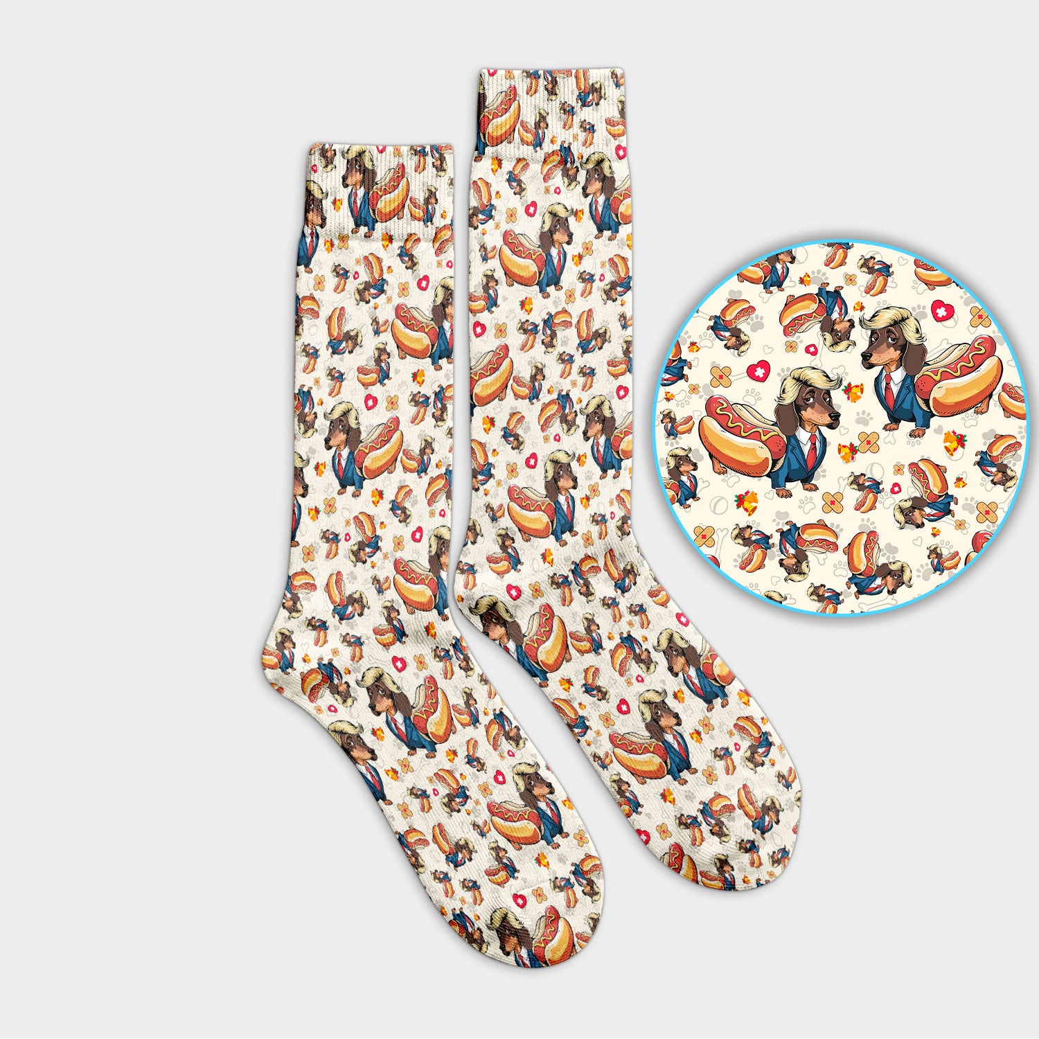 Dachshund Hot Dog Socks for Nurse Doctor - Funny Sausage Dog Adult Socks for Men and Women