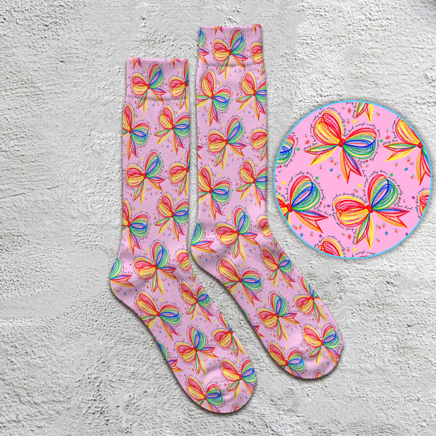 Colorful Rainbow Bow Pattern Sock, Socks for Nurse Doctor
