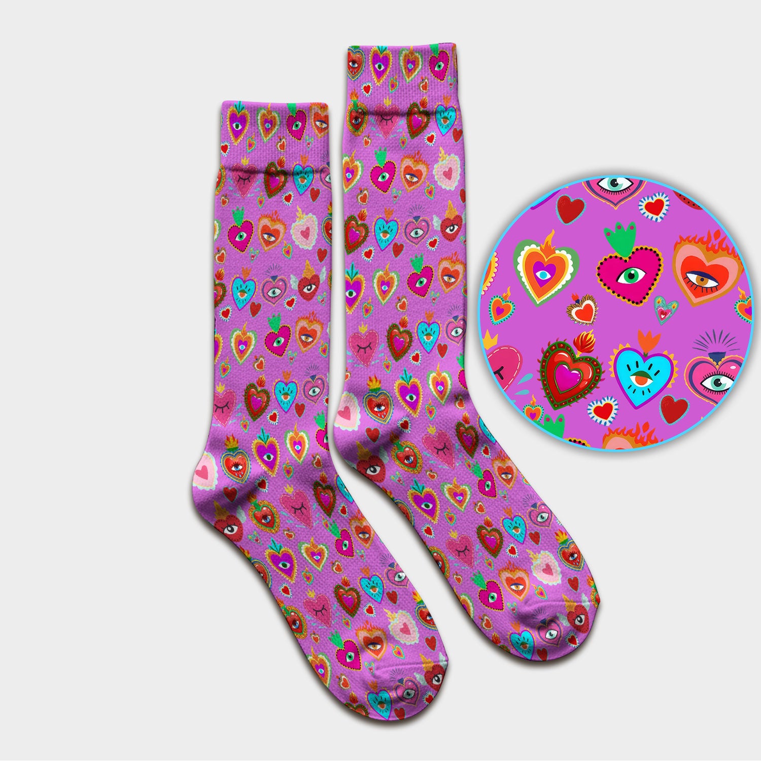 Valentine Colorful Sacred Heart Print Medical Socks, Breathable Fabrics Medical Uniform