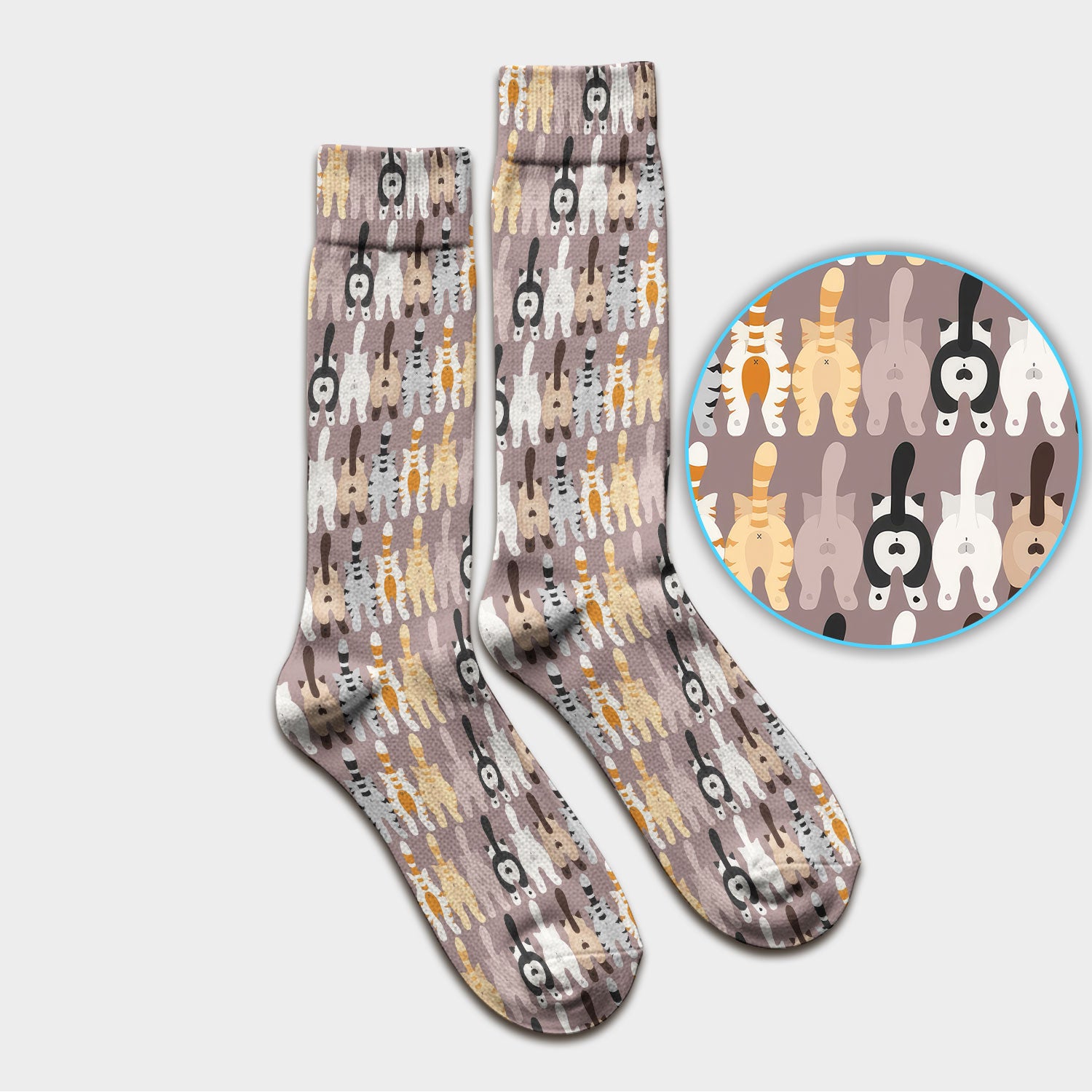 Cute Cat Butt Pattern Scrub Sock, Funny Cat Nursing Socks, Comfortable Scrubs For Nurses