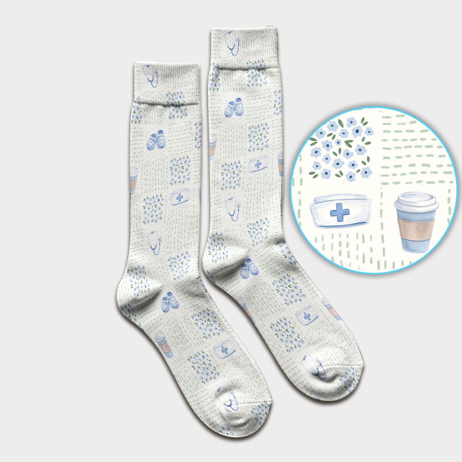 Cute Medical Essentials Pattern Socks, Socks for Nurse Doctor