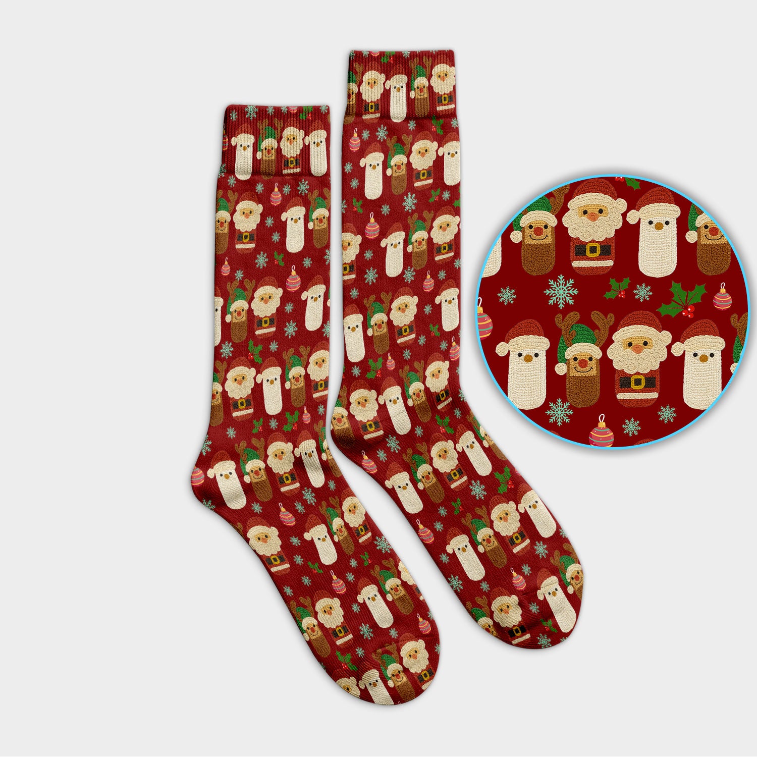 Christmas Santa Reindeer Snowman Socks for Nurse Doctor - Holiday Chill Pill Adult Socks for Men and Women