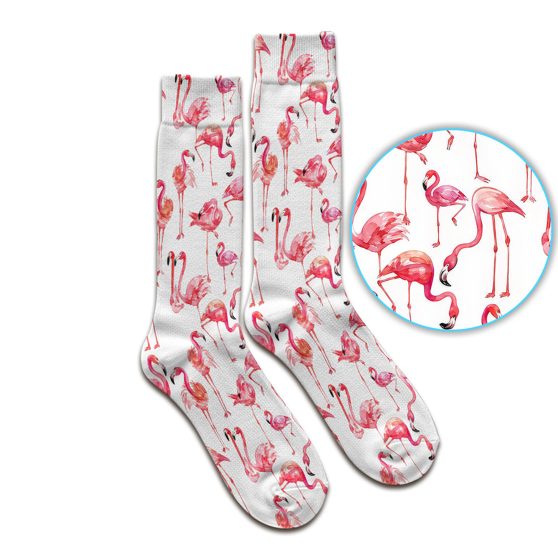 Pink Flamingo Tropical Bird Pattern Nurse Socks, Adult Socks for Men and Women