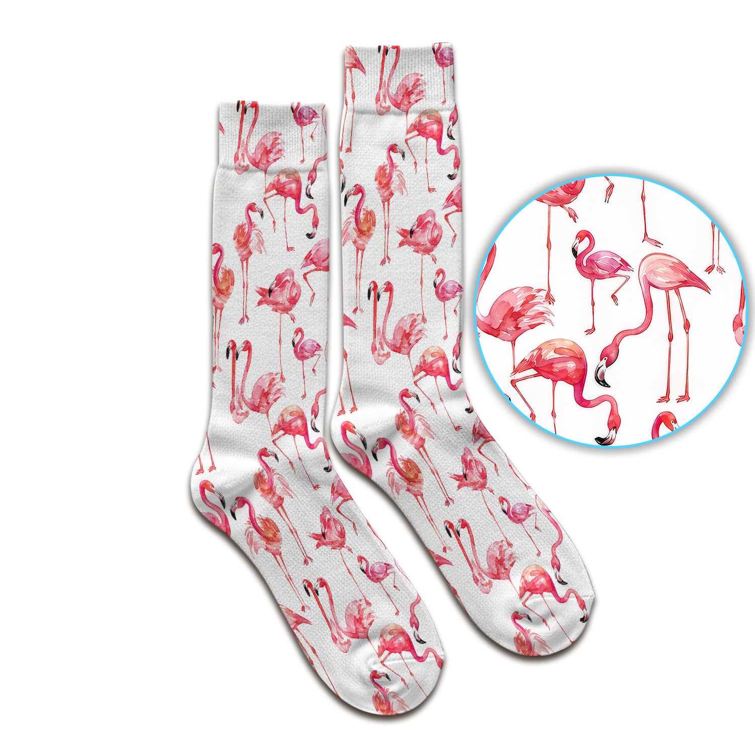 Pink Flamingo Tropical Bird Pattern Nurse Socks, Adult Socks for Men and Women